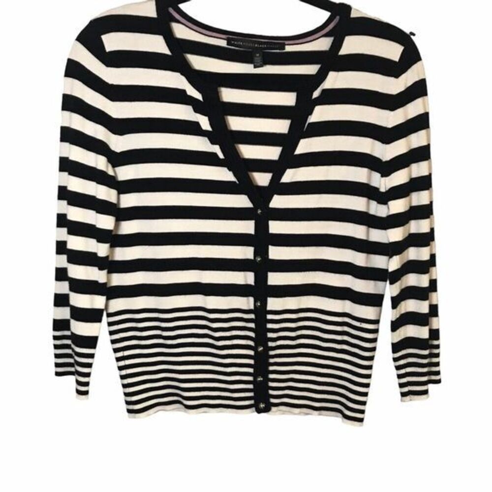 White House Black Market Woman's Black & White‎ Sweater/Cardian Size Medium